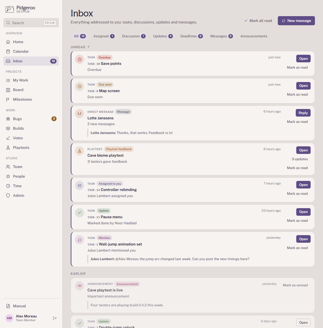 The inbox with unread items
